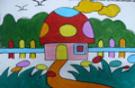 儿童画画 水彩画 蘑菇小房子儿童画画